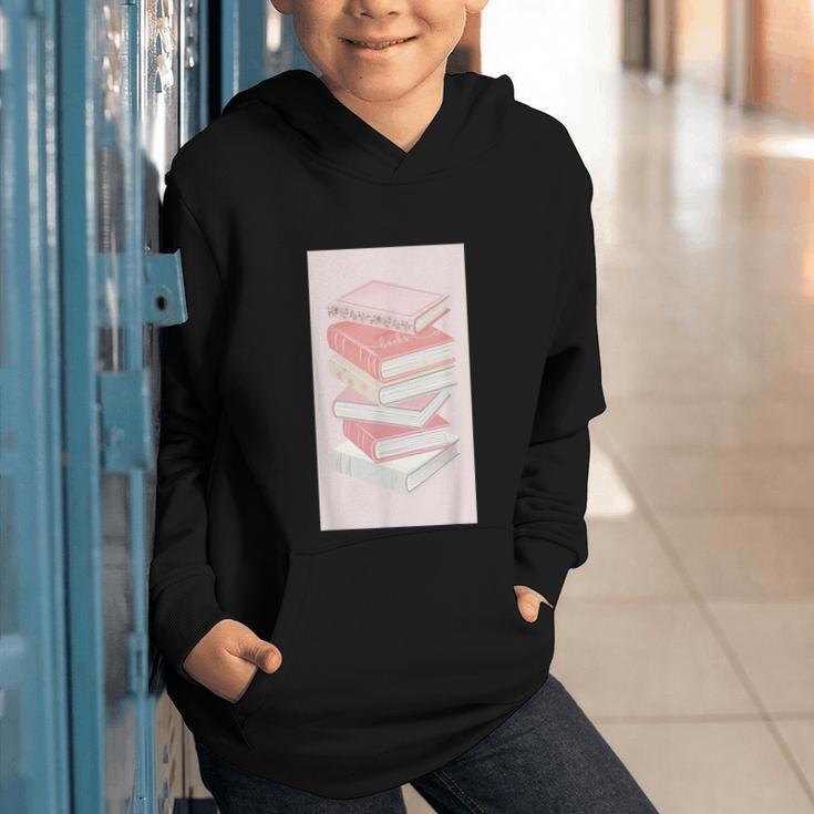 Books Flowers Art Flower Stack Pastel Feminine Graphic Youth Hoodie Books Flowers Art Flower Stack Pastel Feminine Graphic Youth Hoodie