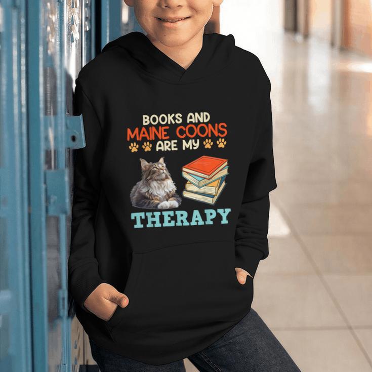 BOOKS AND MAINE COONS ARE MY THERAPY Main Coon Graphic Youth Hoodie