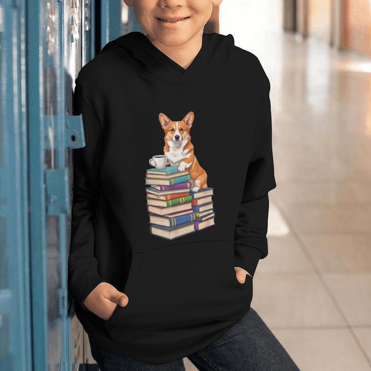 Bookworm Corgi Reading Books Drinking Coffee Dog Lover Graphic Youth Hoodie Bookworm Corgi Reading Books Drinking Coffee Dog Lover Graphic Youth Hoodie
