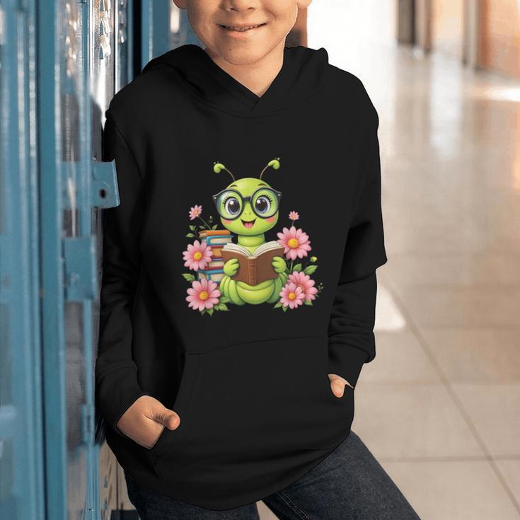 Bookworm Costume Kawaii Reading Worm For World Book Day Graphic Youth Hoodie Bookworm Costume Kawaii Reading Worm For World Book Day Graphic Youth Hoodie