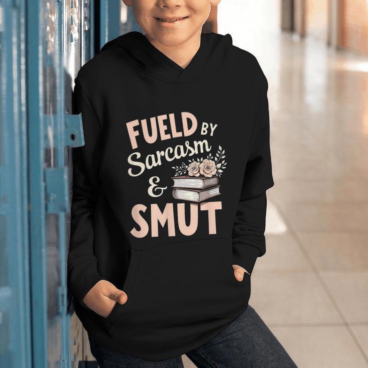 Bookworm Fueled By Sarcasm And Smut Book Reading Graphic Youth Hoodie
