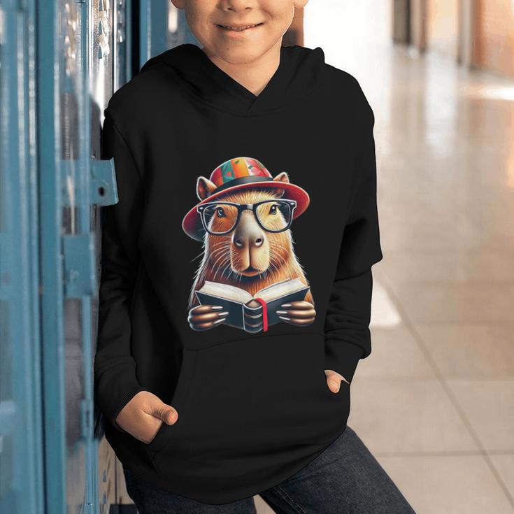 Capybara Bookworm Rodent Reading a Book Graphic Youth Hoodie Capybara Bookworm Rodent Reading a Book Graphic Youth Hoodie