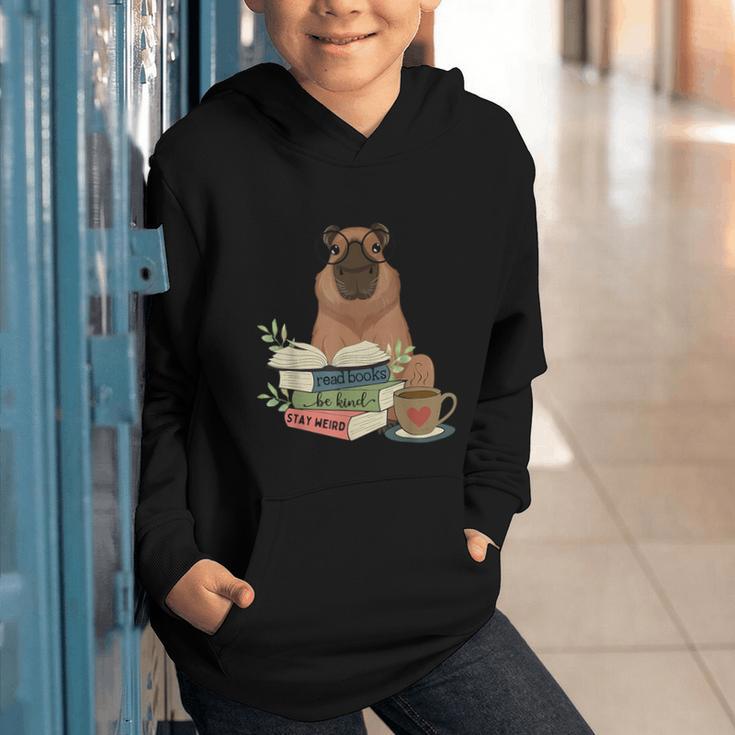 Capybara Glasses Reading Books Capybara Nerd Bookworm Graphic Youth Hoodie