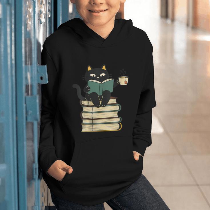 Cat Reading Book Graphic Youth Hoodie