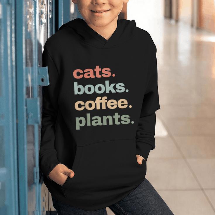Cats Books Coffee Plants Gardening Mama Mom Mothers Graphic Youth Hoodie