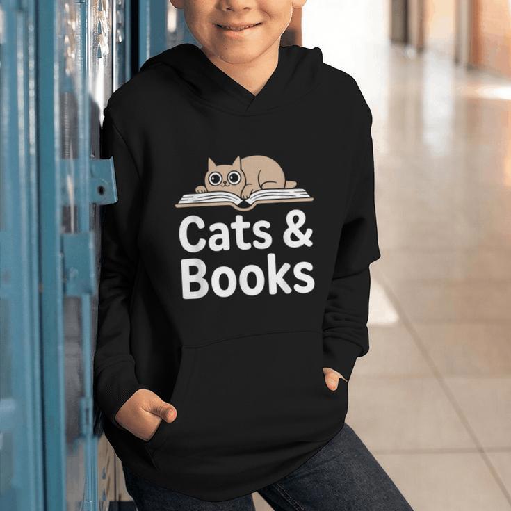 Cats And Books Graphic Youth Hoodie