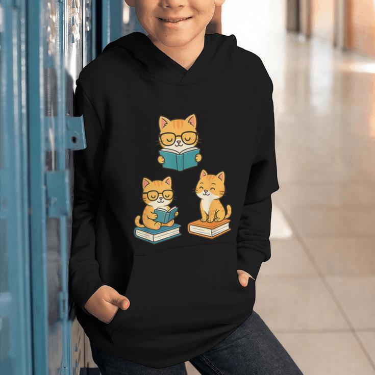 Cats Reading Book Lover Reading Bookworm Reader Graphic Youth Hoodie
