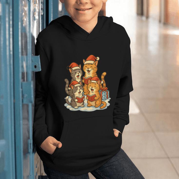 Cats Reading Books Christmas Tree Graphic Youth Hoodie