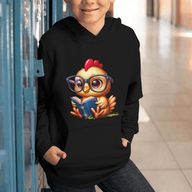 Chicken Reading a Book Farm Animal Chick Graphic Youth Hoodie Chicken Reading a Book Farm Animal Chick Graphic Youth Hoodie