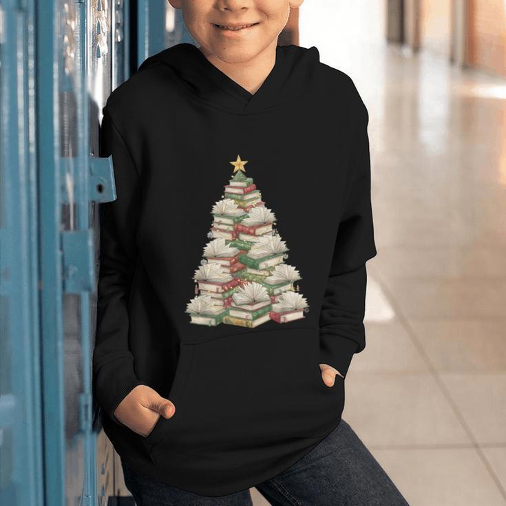 Christmas Book Tree Teacher Book Lover Xmas Librarian Graphic Youth Hoodie