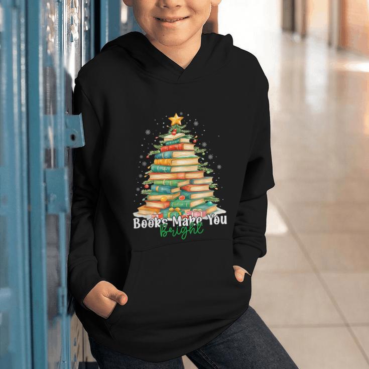 Christmas Books Make You Bright Librarian Teacher Book Lover Graphic Youth Hoodie Christmas Books Make You Bright Librarian Teacher Book Lover Graphic Youth Hoodie