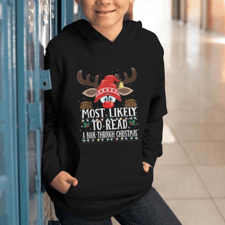 Christmas Matching Most Likely To Read A Book PJS Graphic Youth Hoodie