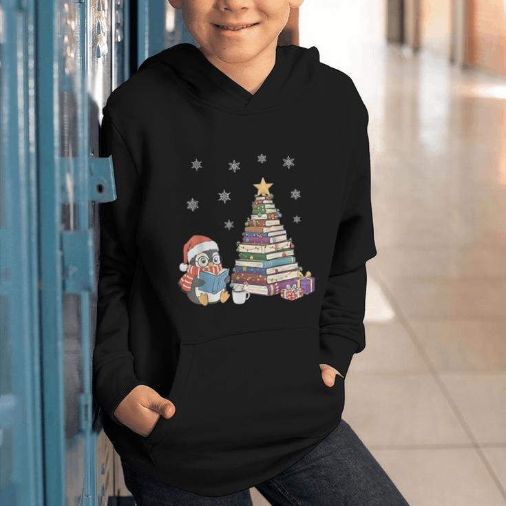 Christmas A Penguin Reading Book Snowflake Cocoa Hot Teacher Graphic Youth Hoodie