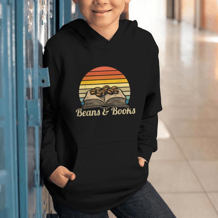 Coffee Beans & Books Retro Bookworm Librarian Graphic Youth Hoodie
