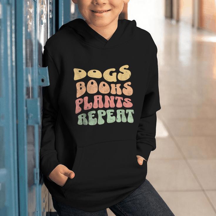 Colorful Dogs Books Plants Repeat Graphic Youth Hoodie