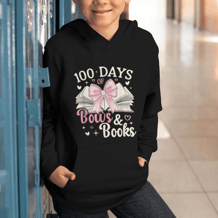 Coquette 100 Days Of Bows Books Reading 100th Day Of School Graphic Youth Hoodie Coquette 100 Days Of Bows Books Reading 100th Day Of School Graphic Youth Hoodie