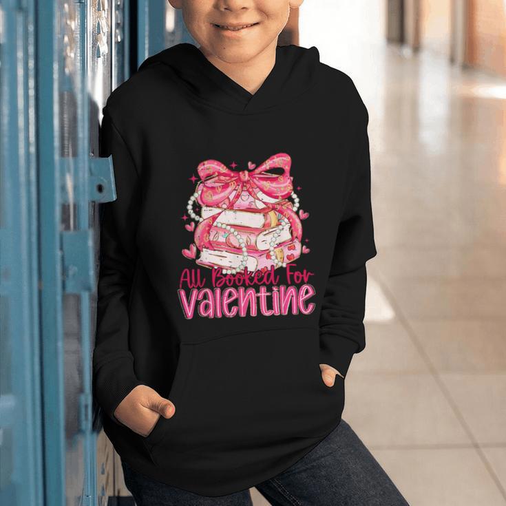 Coquette Bow All Booked For Valentine Book Lover Bookish Graphic Youth Hoodie