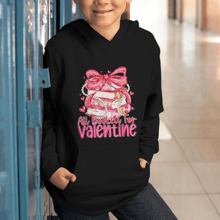 Coquette Bow All Booked For Valentines Teacher Book Graphic Youth Hoodie
