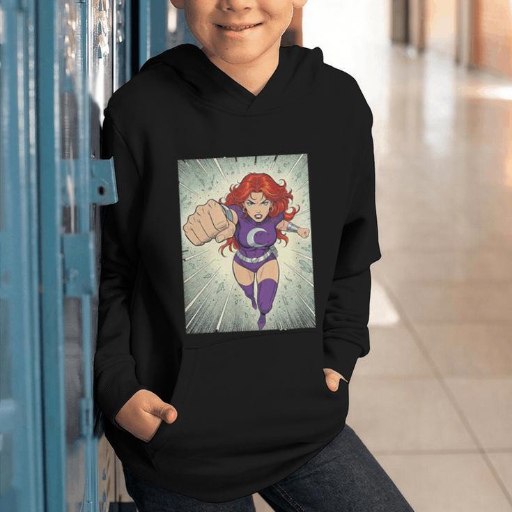The Crimson Crescent 90s Retro Comic Book Superheroine Art Graphic Youth Hoodie