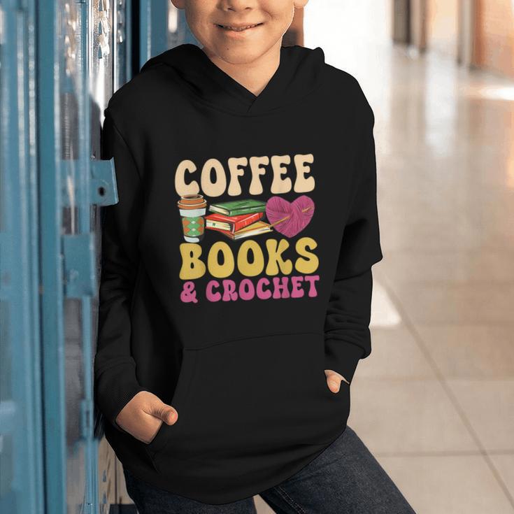 Crochet Coffee Reading Books Crocheter Crocheting Graphic Youth Hoodie