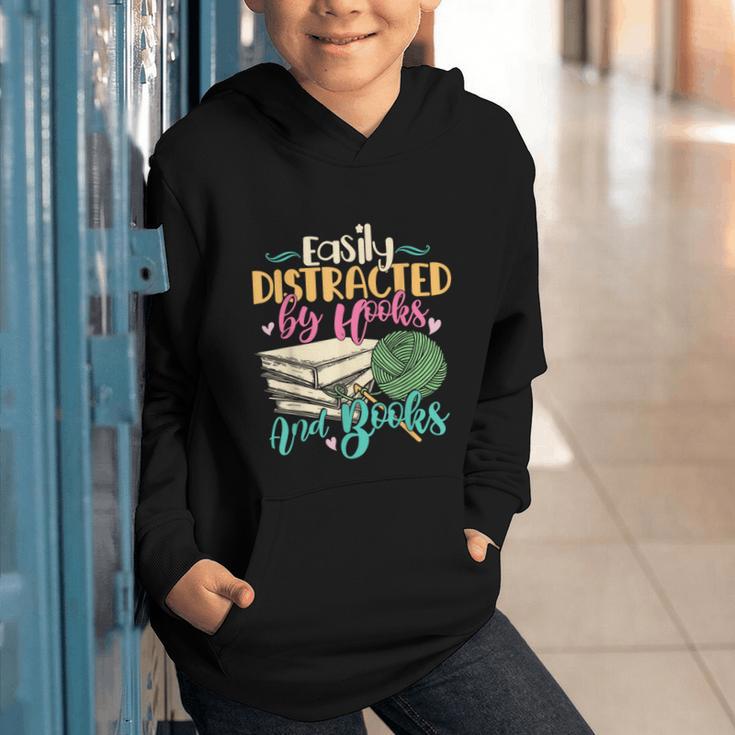Crochet And Reading Crocheter Bookish Crocheting Book Lover Graphic Youth Hoodie