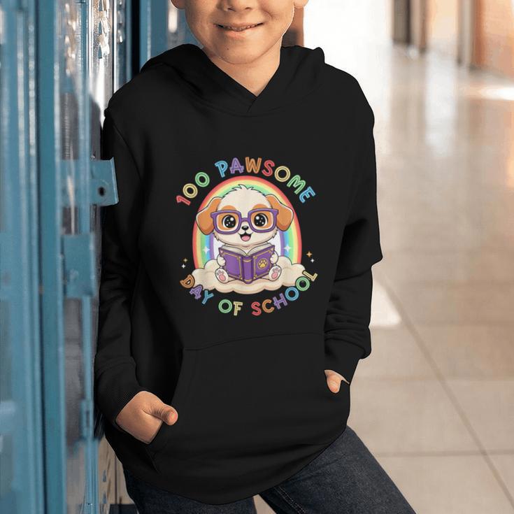 Cute 100th Day Of School 100 Days Dog Reading Book Rainbow Graphic Youth Hoodie Cute 100th Day Of School 100 Days Dog Reading Book Rainbow Graphic Youth Hoodie