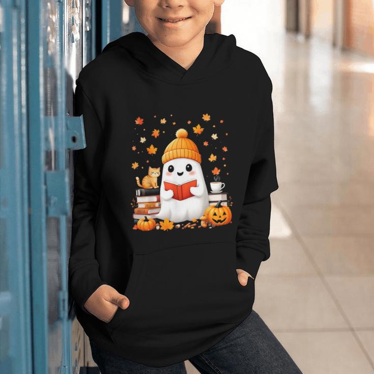 Cute Beanie Ghost Bookworm Cozy Book Reading Halloween Graphic Youth Hoodie Cute Beanie Ghost Bookworm Cozy Book Reading Halloween Graphic Youth Hoodie