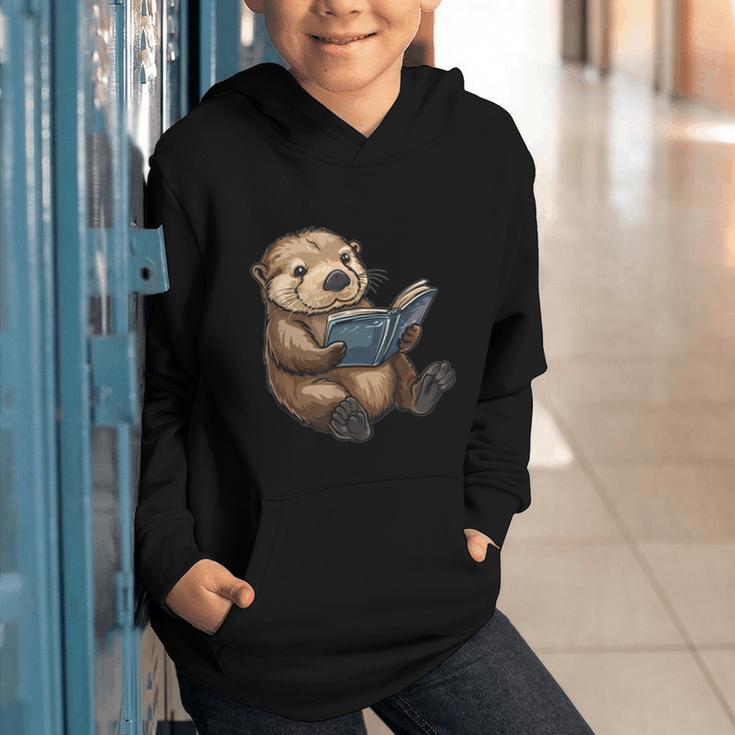 Cute Book Sea Otter Graphic Youth Hoodie