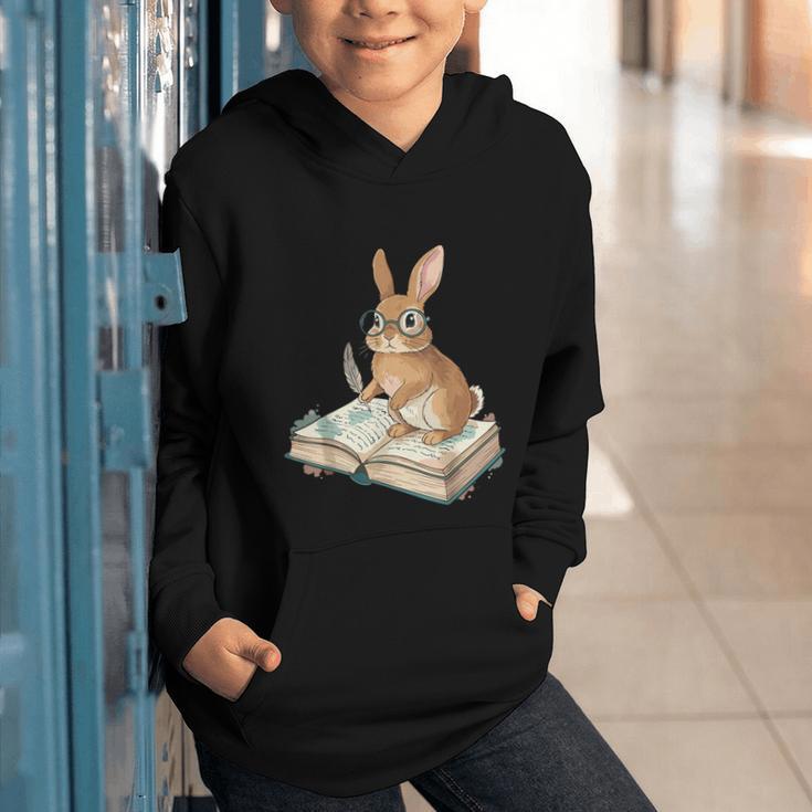 Cute Bunny Reading Book Glasses Bookworm Graphic Youth Hoodie Cute Bunny Reading Book Glasses Bookworm Graphic Youth Hoodie