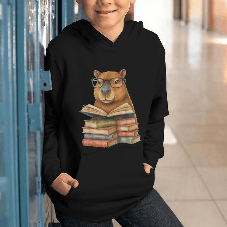 Cute Capybara Reading Books Animal Capybara Bookworms Graphic Youth Hoodie