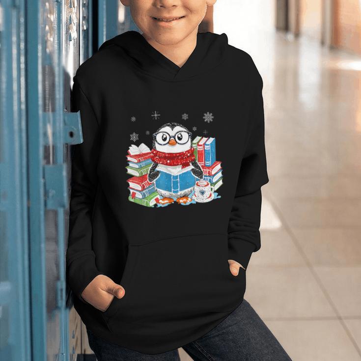 Cute Christmas A Penguin Reading Book Snowflake Hot Teacher Graphic Youth Hoodie Cute Christmas A Penguin Reading Book Snowflake Hot Teacher Graphic Youth Hoodie