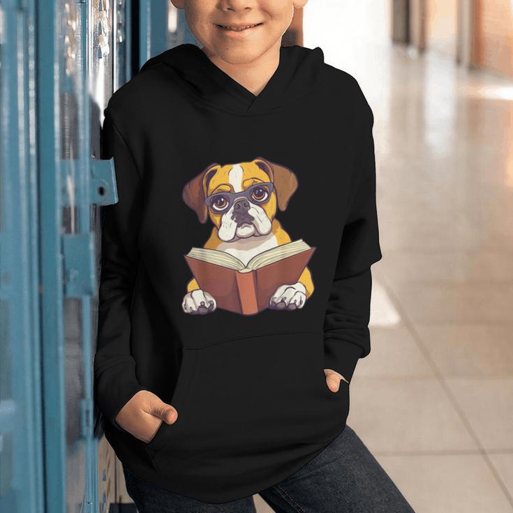 Cute Dog Boxer Reading Book Graphic Youth Hoodie Cute Dog Boxer Reading Book Graphic Youth Hoodie