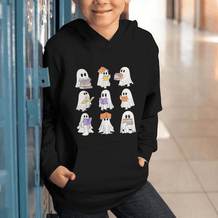 Cute Ghost Reading Books Teacher Halloween Reading Men Women Kids Graphic Youth Hoodie