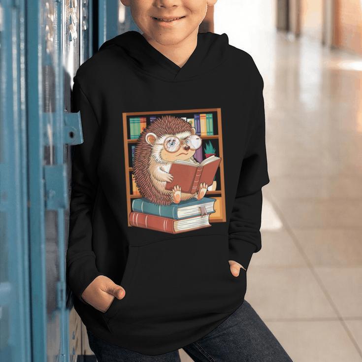 Cute Hedgehog Book Nerd Graphic Youth Hoodie