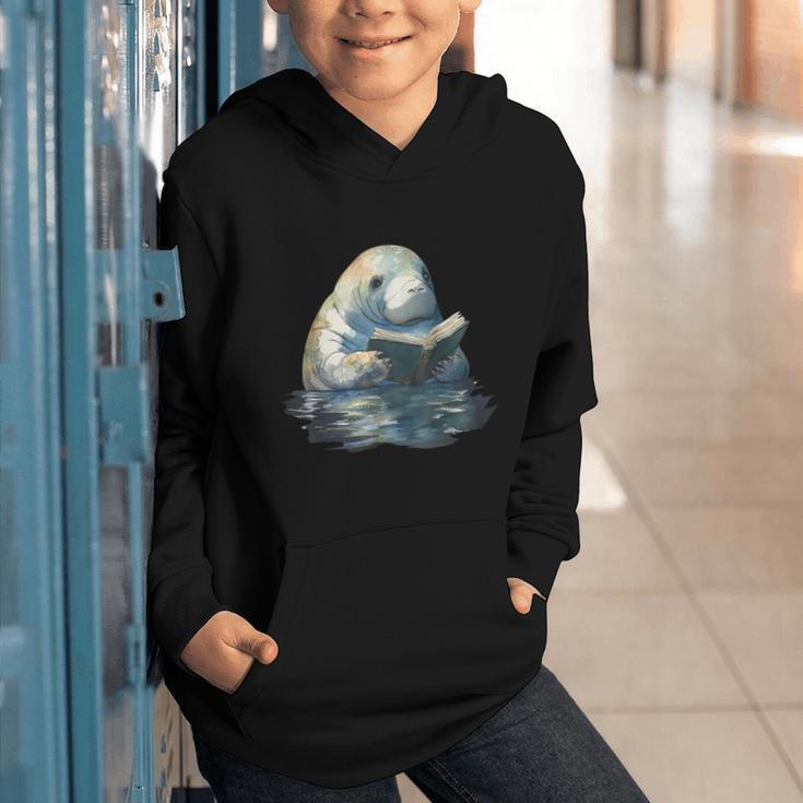 Cute Manatee Reading Book Bookworm Readers Manatee Lover Graphic Youth Hoodie Cute Manatee Reading Book Bookworm Readers Manatee Lover Graphic Youth Hoodie