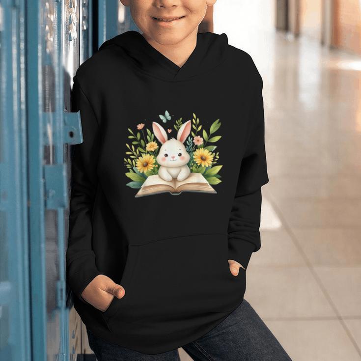 Cute Rabbit And Book Women Girls Reading Book Rabbit Lover Graphic Youth Hoodie Cute Rabbit And Book Women Girls Reading Book Rabbit Lover Graphic Youth Hoodie