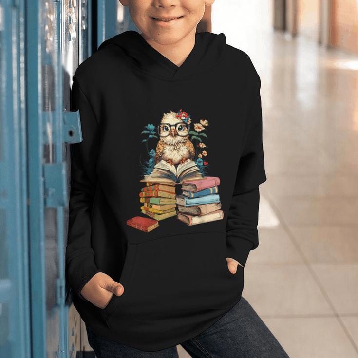 Cute Reading Chicken With Glasses Books Bookworm Reader Book Graphic Youth Hoodie