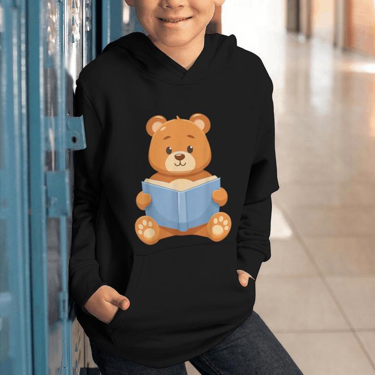 Cute Teddy Bear Reading Book Adorable For Readers Graphic Youth Hoodie