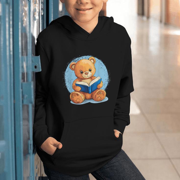 Cute Teddy Bear Reading Book Fun Graphic Youth Hoodie