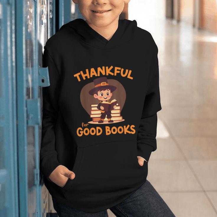 Cute Thanksgiving Teacher Librarian Thankful Reading Books Graphic Youth Hoodie