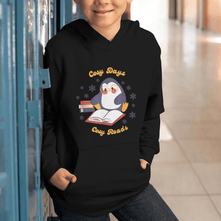 Cute Xmas Book Lover Penguin Reading Cosy Days Cosy Reads Graphic Youth Hoodie
