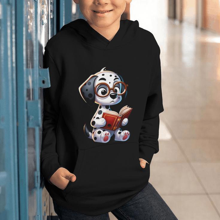 Dalmatian Reading a Book Dog Graphic Youth Hoodie