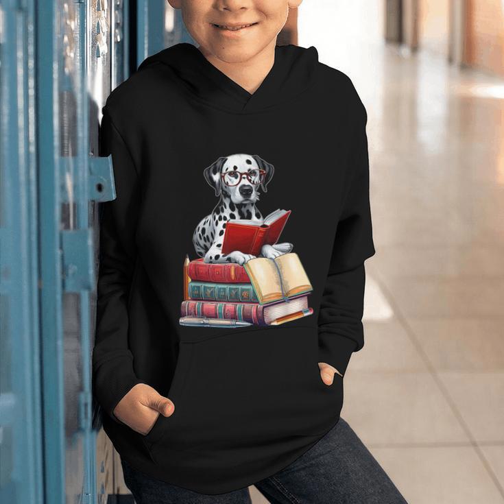 Dalmatian Reading Books Matching Bookworm Readers Librarian Graphic Youth Hoodie