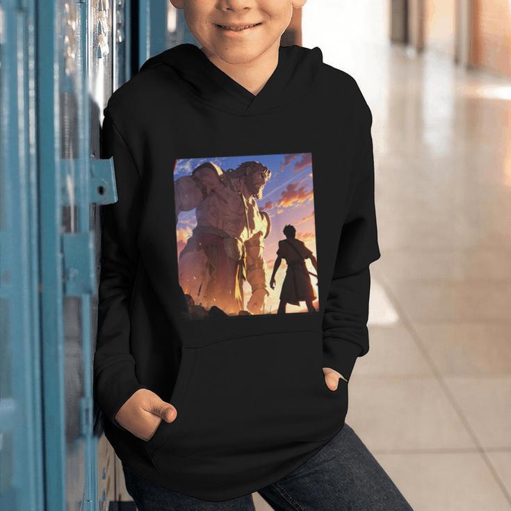 David And Goliath Bible Book Of Samuel Famous Bible Story Graphic Youth Hoodie