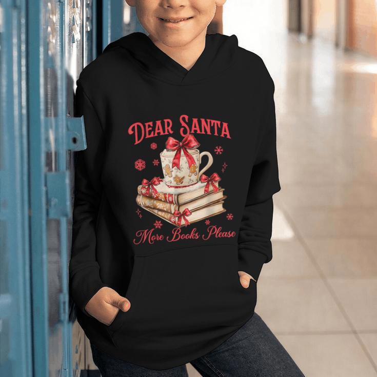 Dear Santa More Books Please Coquette Bow Books Christmas Graphic Youth Hoodie