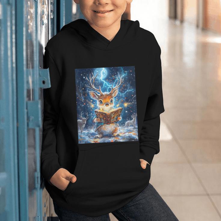 Deer Reads Book Women Girls Reindeer Graphic Youth Hoodie Deer Reads Book Women Girls Reindeer Graphic Youth Hoodie