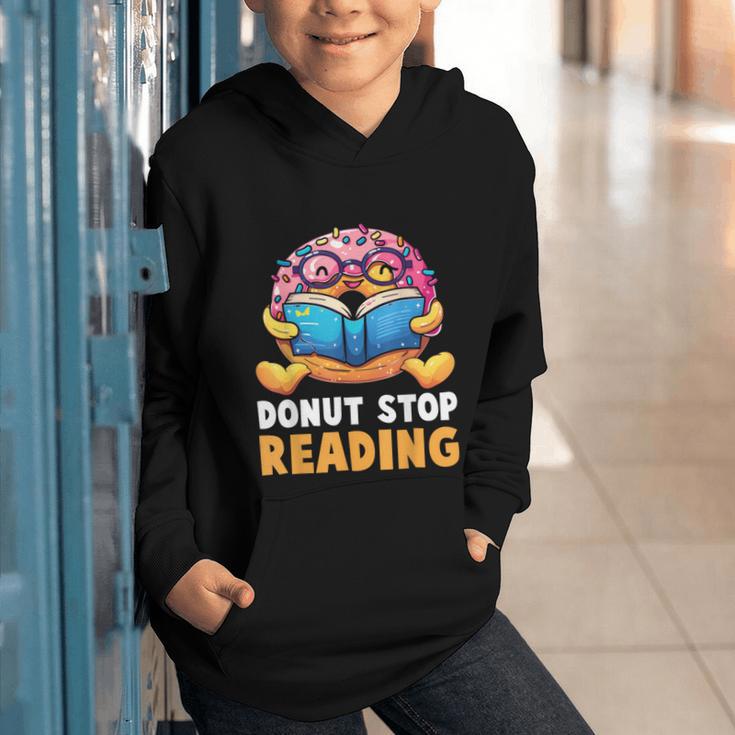 Donut Stop Reading Cute Book Reader Bookworm Donut Day Graphic Youth Hoodie