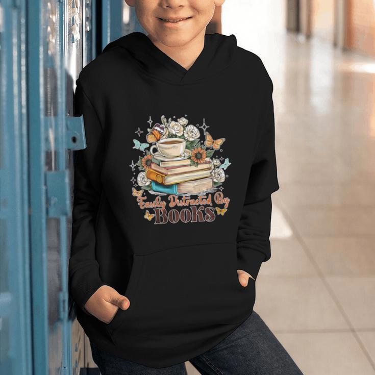 Easily Distracted By Books Book Wildflowers Book Lovers Graphic Youth Hoodie Easily Distracted By Books Book Wildflowers Book Lovers Graphic Youth Hoodie