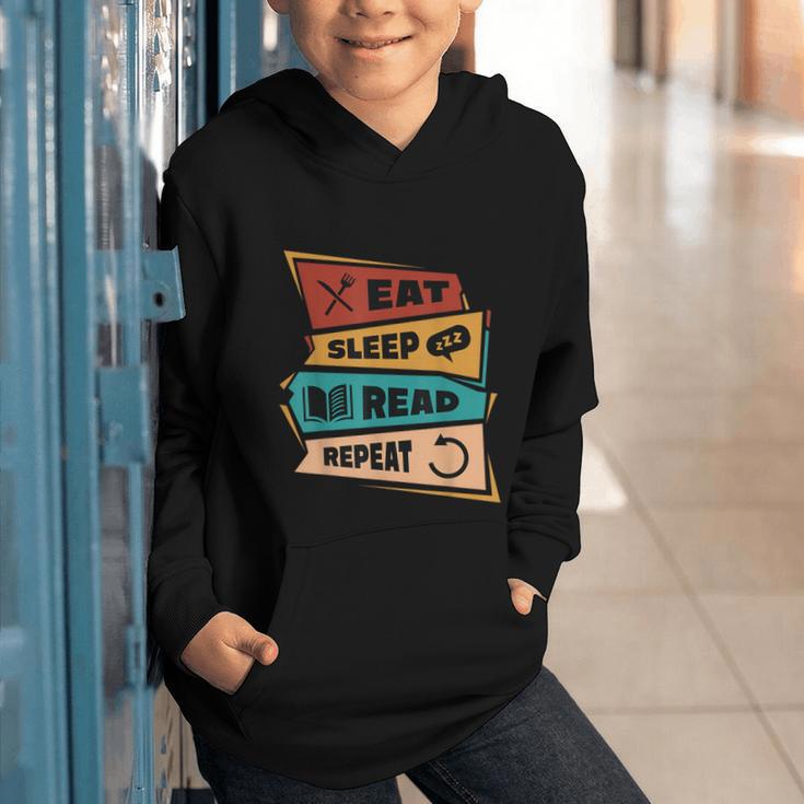 Eat Sleep Read Repeat Reading Books Reader Bookworm Graphic Youth Hoodie