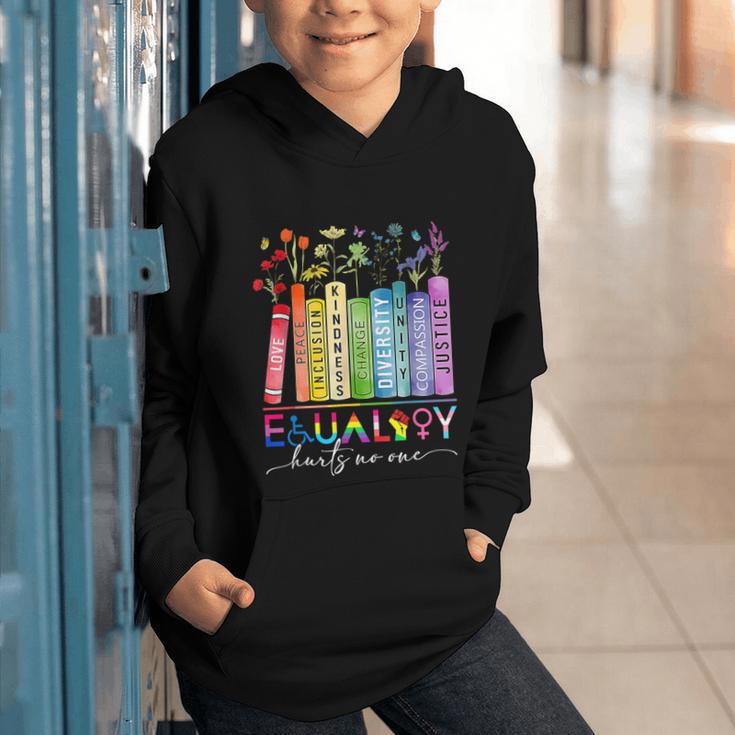 Equality Hurts No One Floral Books LGBTQ Gay Les Pride Month Graphic Youth Hoodie